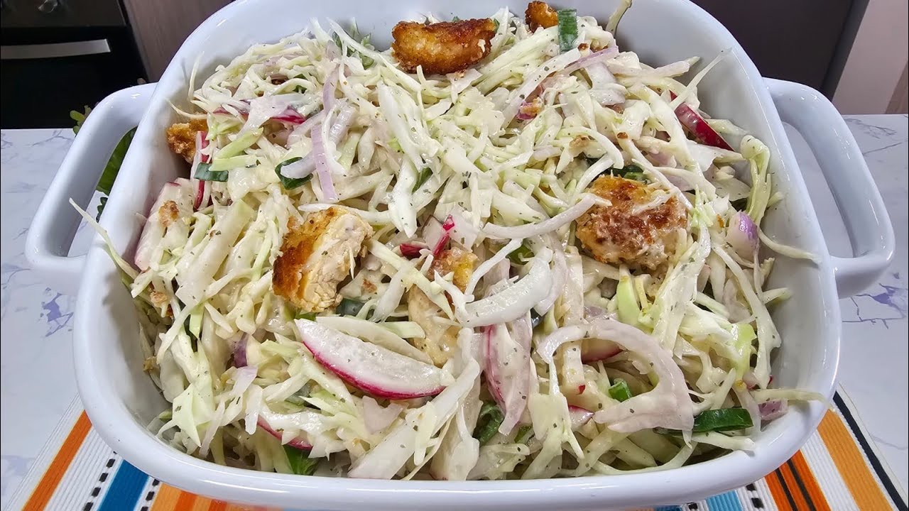 Ensalada de repollo con pollo fácil economica y deliciosa