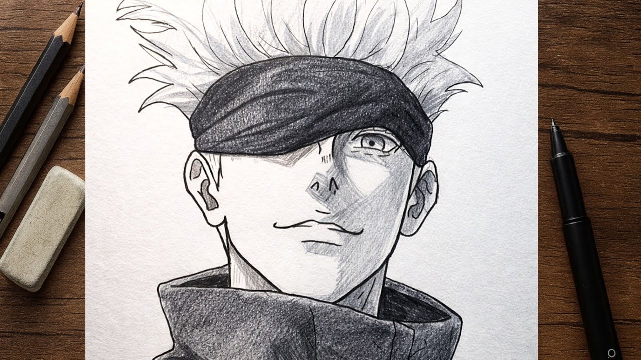 How to Draw Gojo Satoru from JJK | Step-by-Step Anime Drawing Tutorial