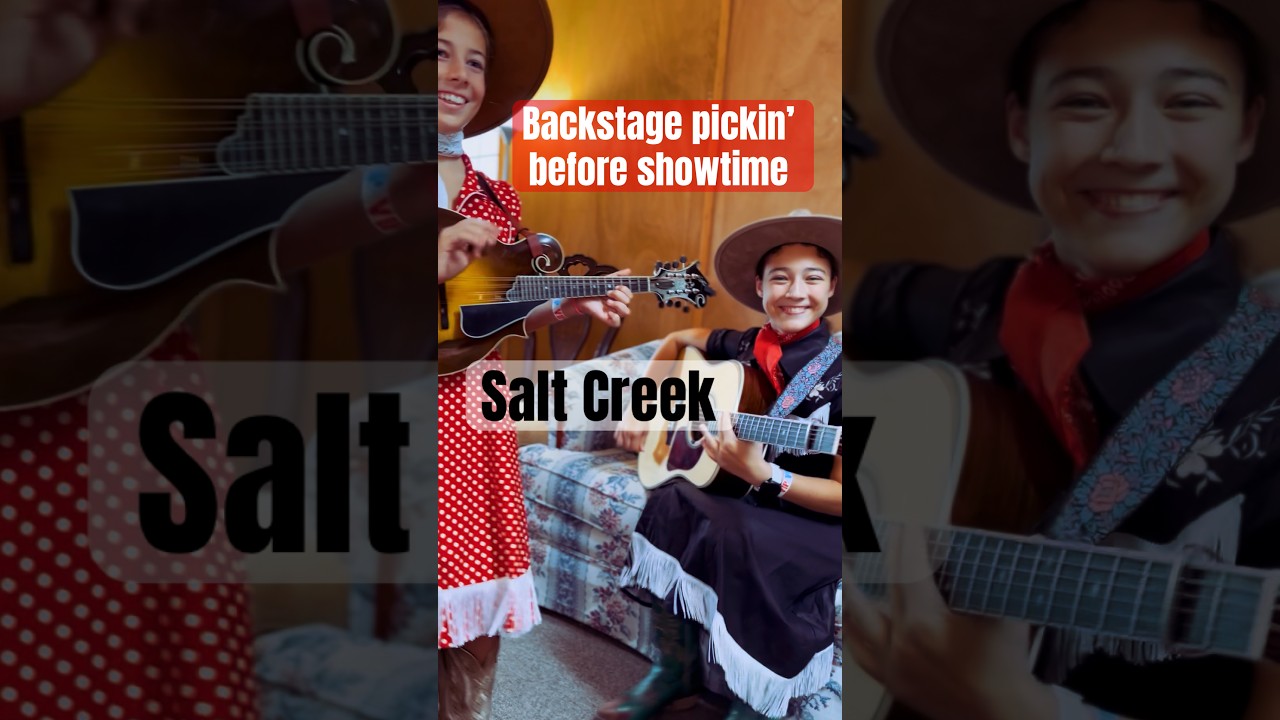 Backstage pickin’ before showtime — “Salt Creek” and a 1950s-looking backstage, can’t beat that!!