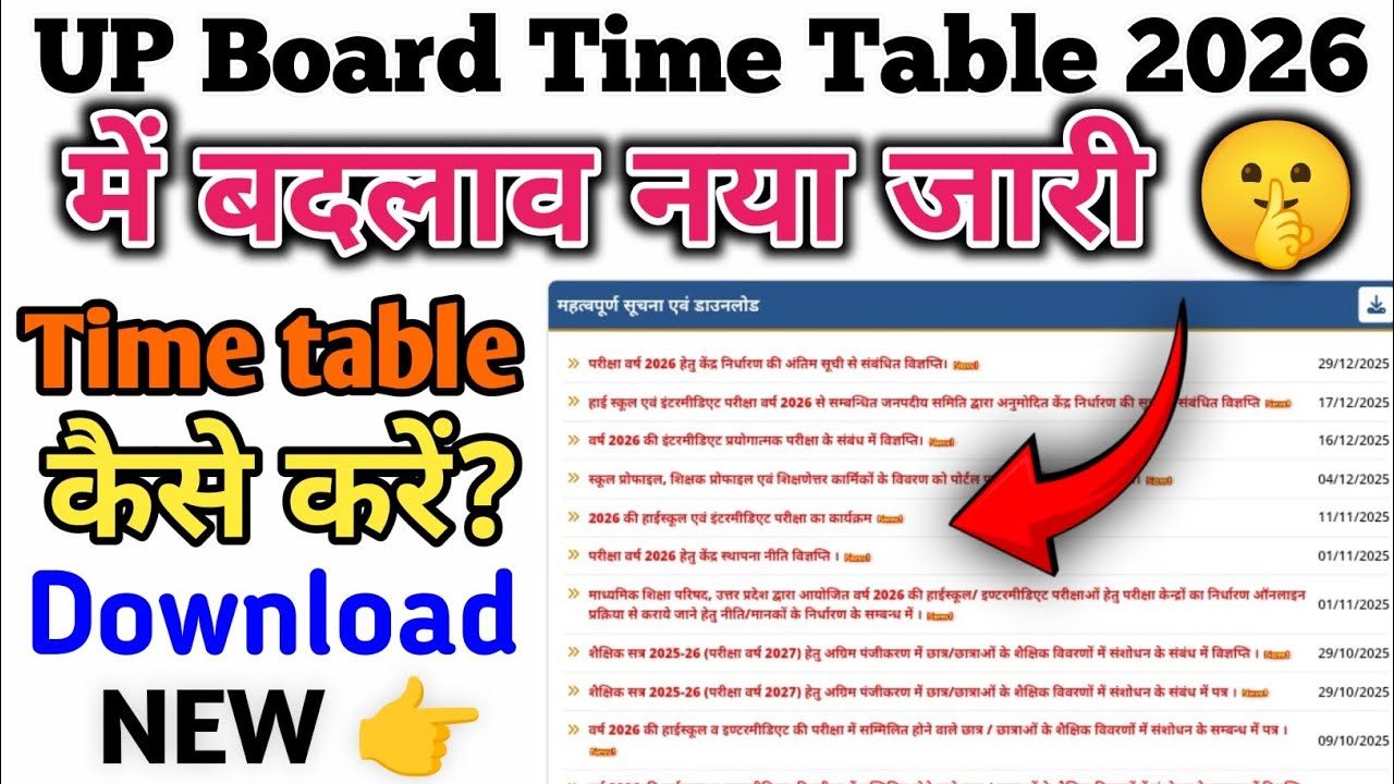 How to download Up Board Time Table 2026। Class 10th &12th ka time table kaise download kare।।