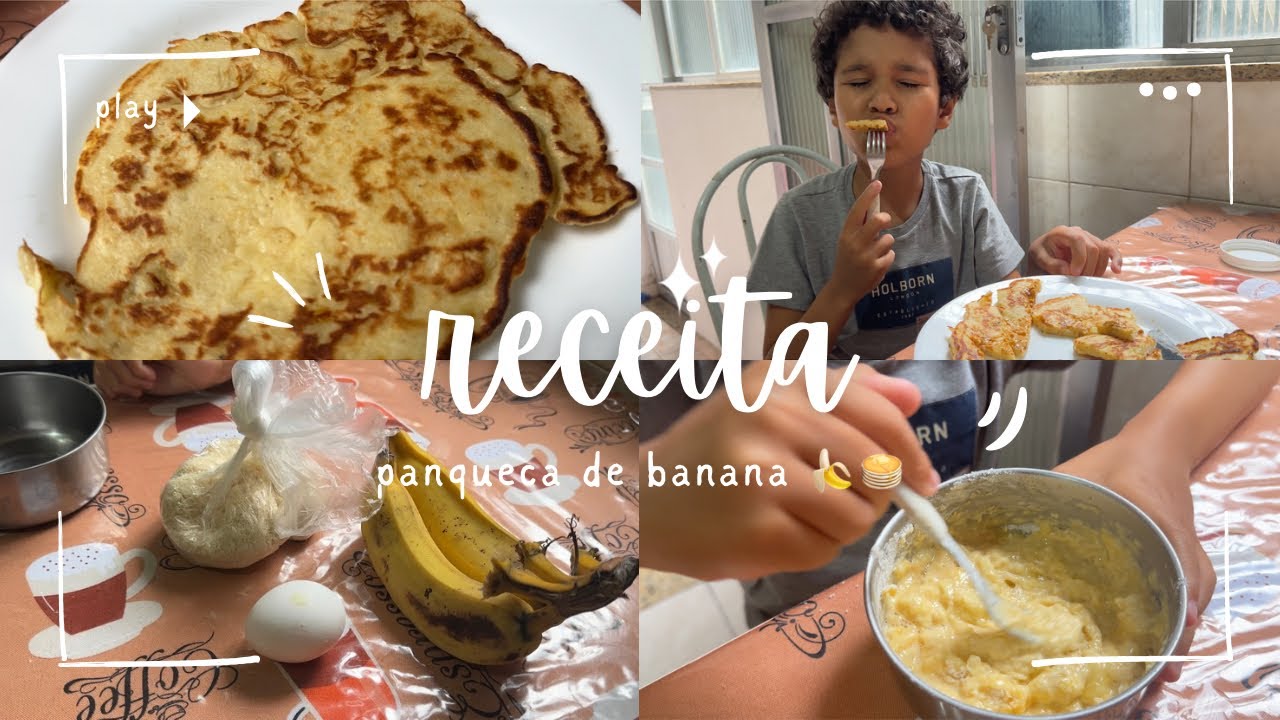 Fazendo panqueca de banana nas férias