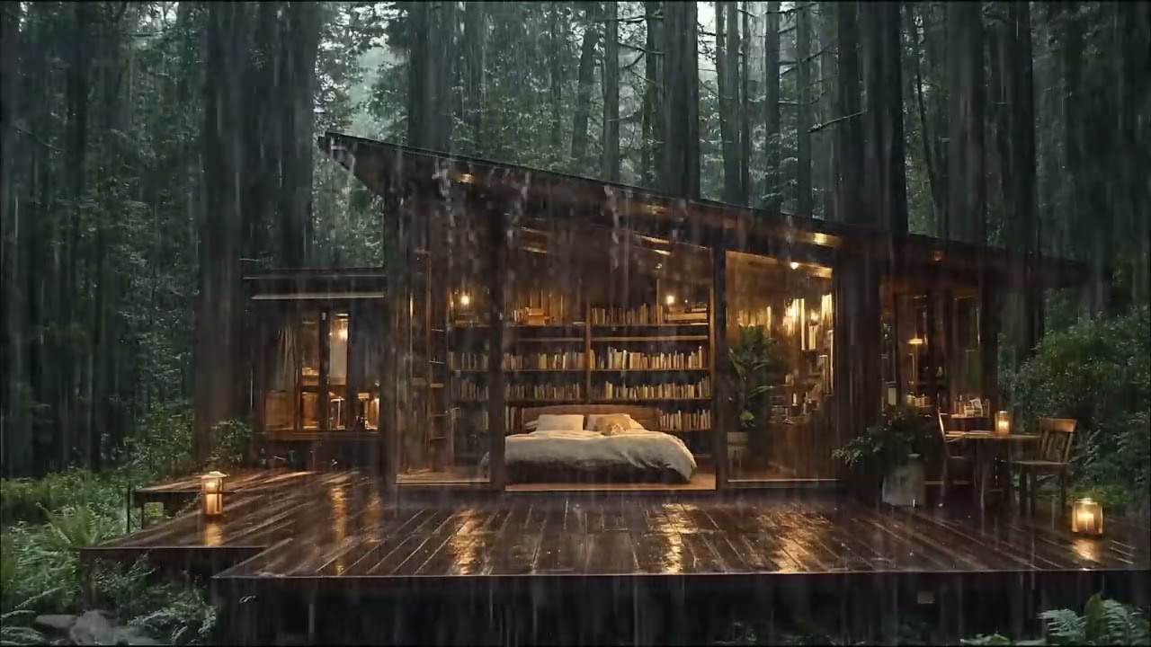 Natural Rain and Powerful Thunder Sounds in Forest for Relaxing and Sleeping
