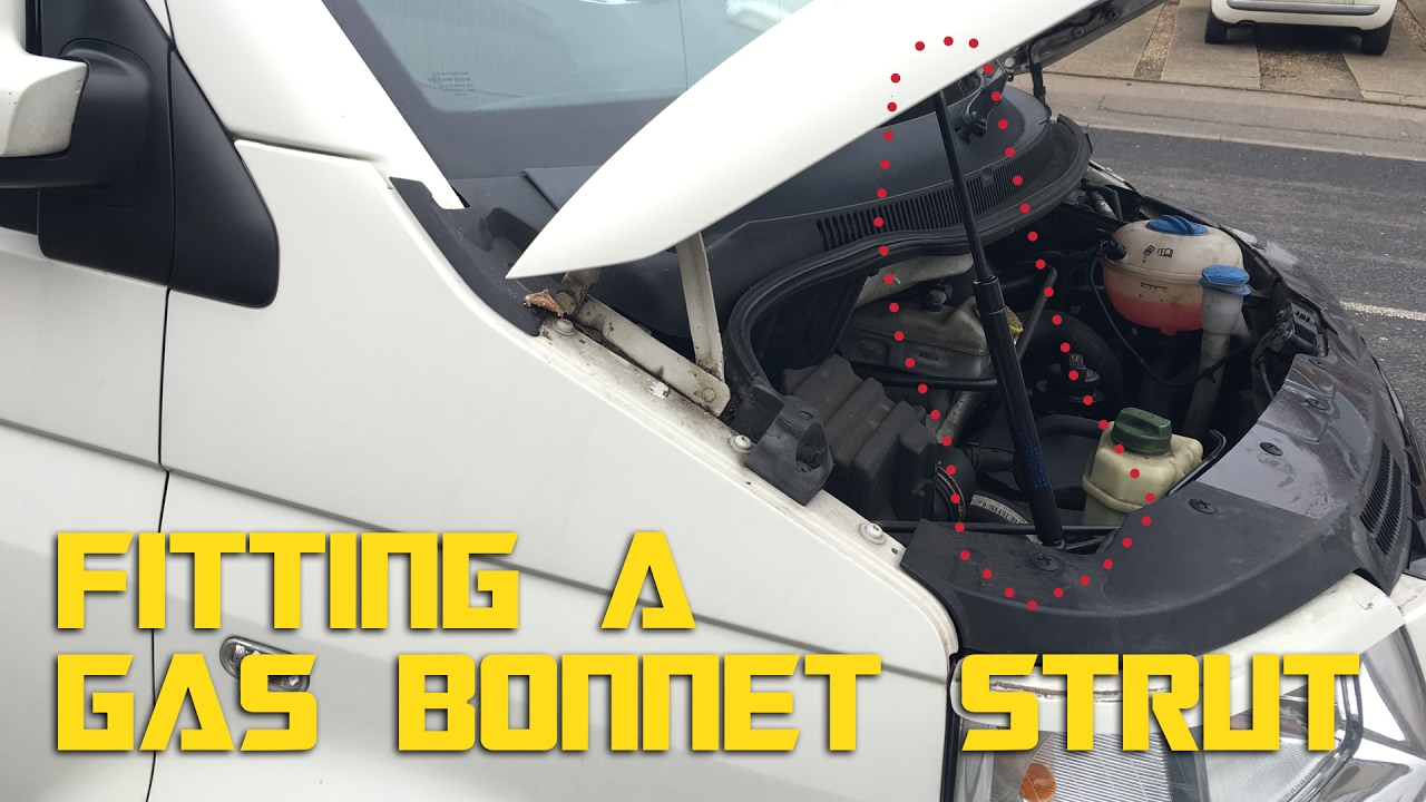 Fitting a gas bonnet strut - Self built DIY VW T5 camper conversion