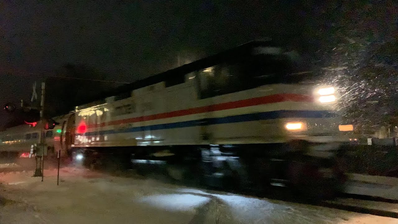 3 Amtraks, 3 Freights: Snowy 406