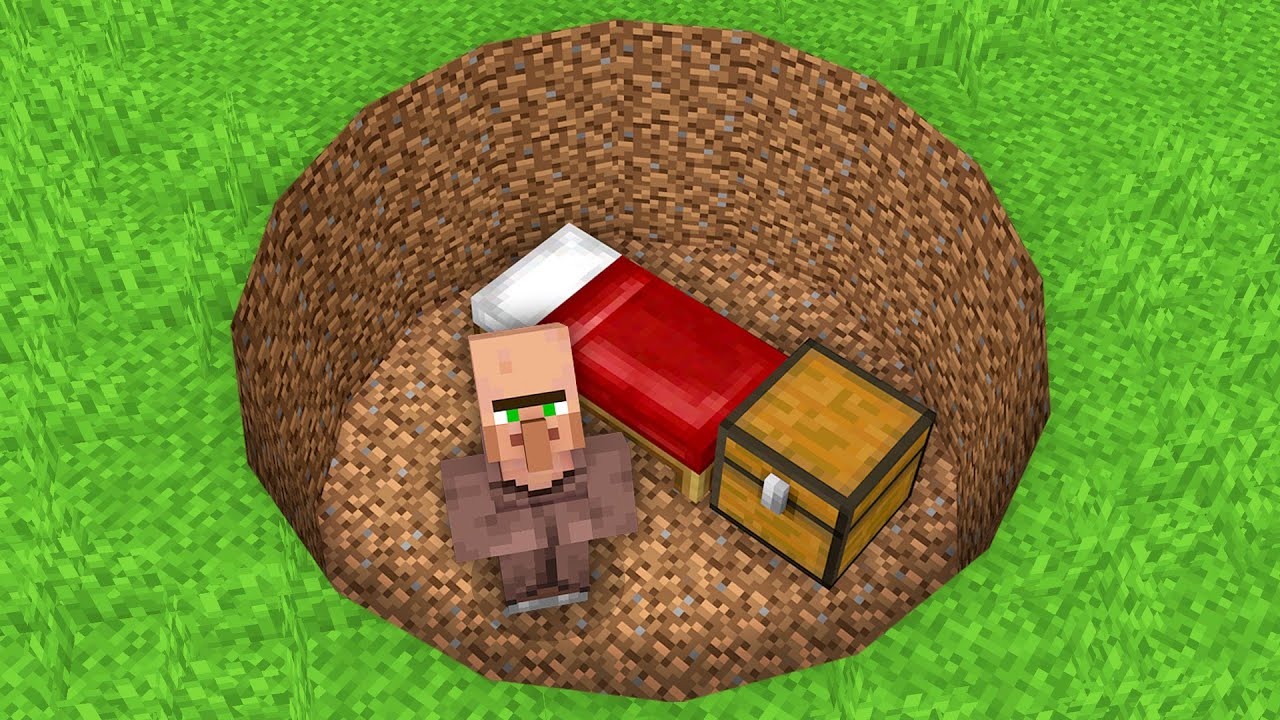 This New Secret Villagers ROUND TUNNEL BASE !!! Minecraft Trap Pit House !!!