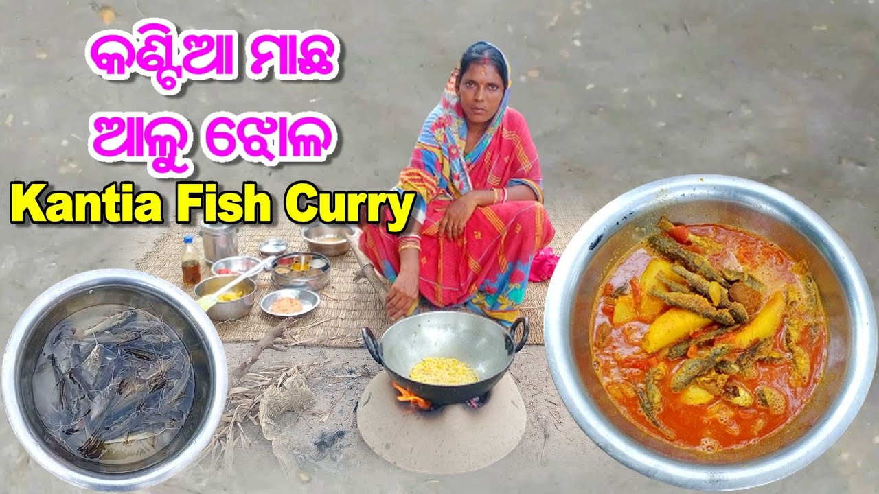 କଣ୍ଟିଆ ମାଛ ଆଳୁ ଝୋଳ | Kantia Machha Aloo Jhala | Village Style Potato Kantia Machha Tarkari