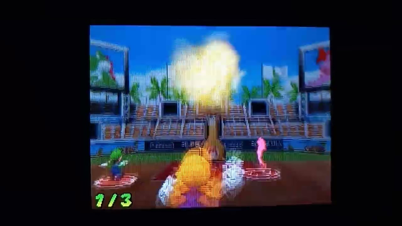 Mario Hoops 3 on 3 (DS) Wario Passes the Ball to Daisy with his Move it Dunk