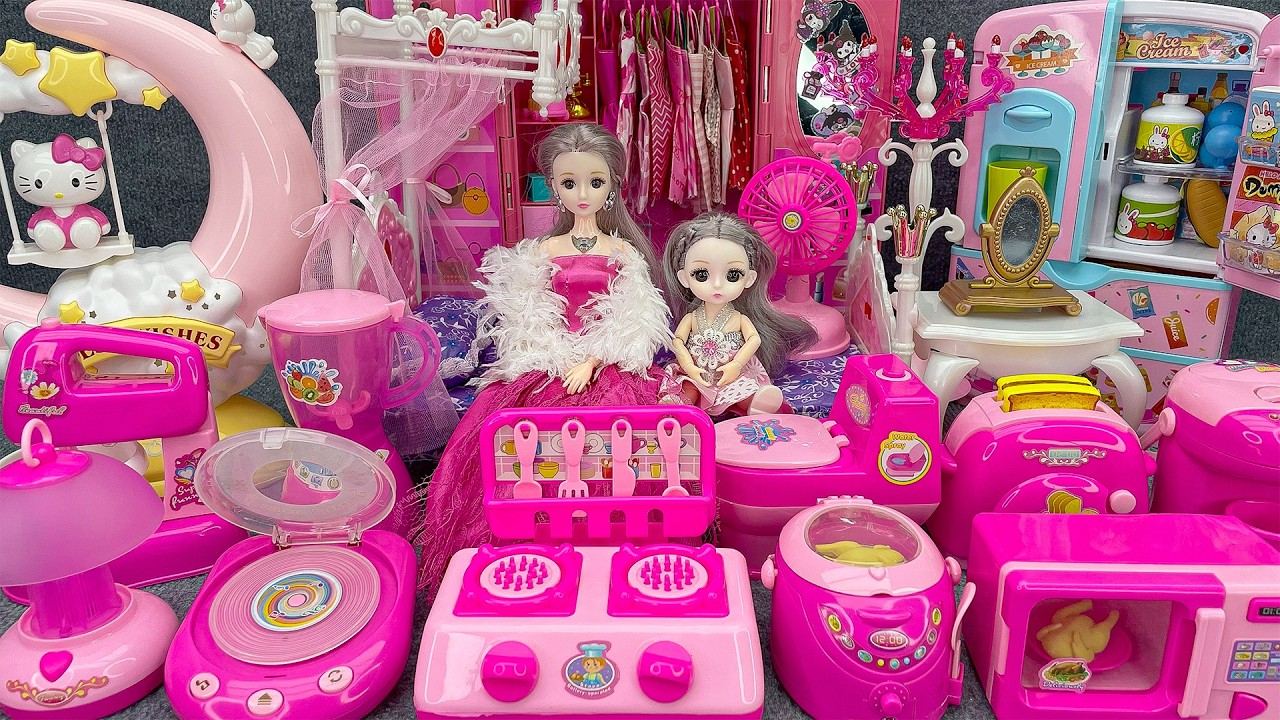20 Minutes Satisfying with Unboxing Barbie Princess Pink Kitchen, Rock Bed Play Set Review Toys｜ASMR