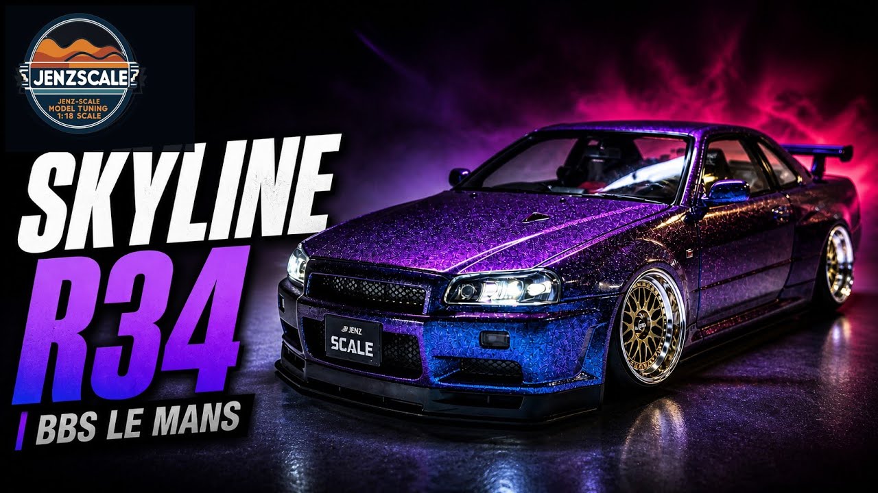Nissan Skyline GTR R34 JDM Style Glitzerbude #diecast #Custom #1zu18