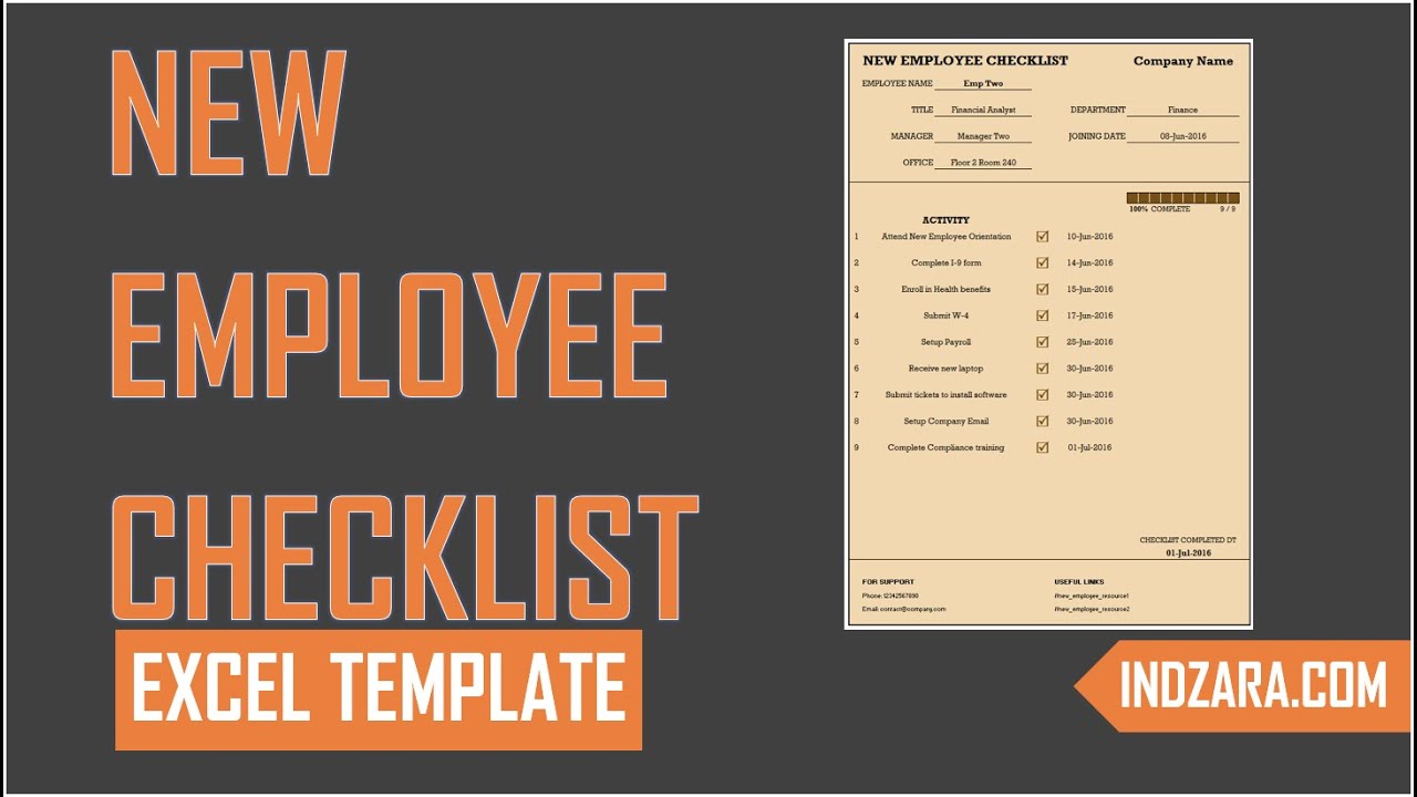 New Employee Checklist - Free Excel Template - Tour