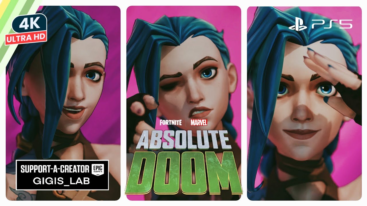 FORTNITE Zero Build Chapter 5 Season 4 ARCANE JINX Skin Showcase PS5 Gameplay Review 4K HDR
