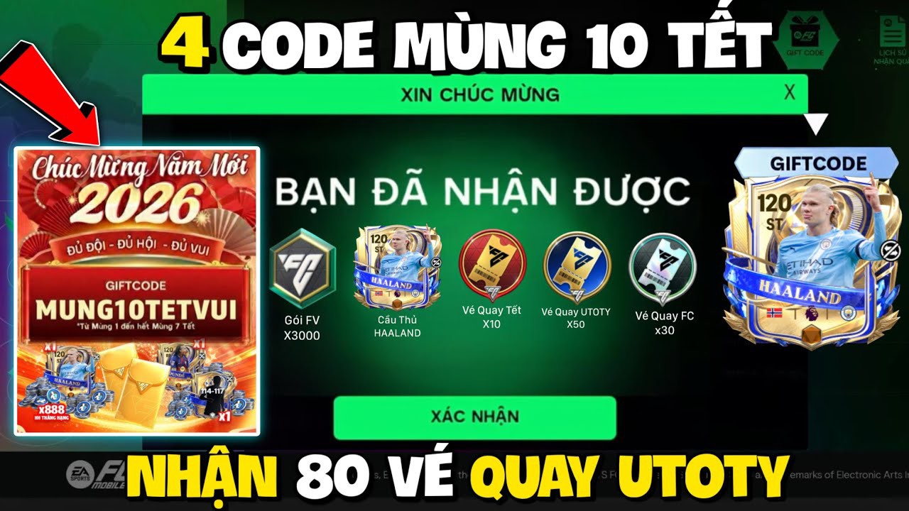 Nhập 4 Code Fc Mobile VN Mới Nhất M&ugrave;ng 10 Tết Nhận V&eacute; Quay UTOTY V&agrave; Pack Cầu Thủ Miễn Ph&iacute;