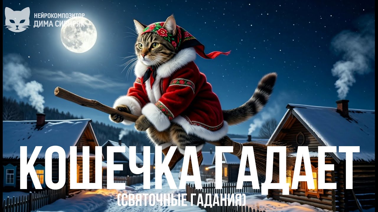КОШЕЧКА ГАДАЕТ (Святочные гадания) - Нейрокомпозитор Дима Сибиряк. AI Music Video #cats #кошки