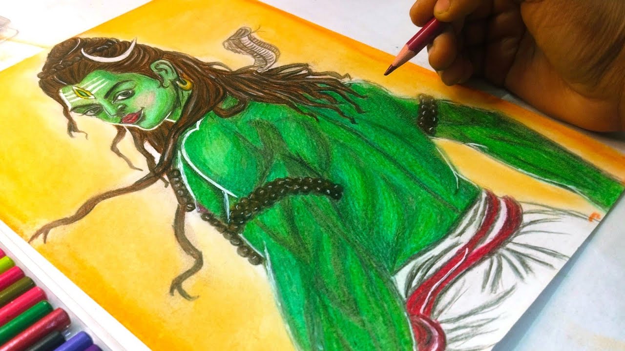 Lord Shiva Drawing/Mahadev Colour Pencil Drawing/Bholenath Step by Step Drawing/Shiv ji ki drawing