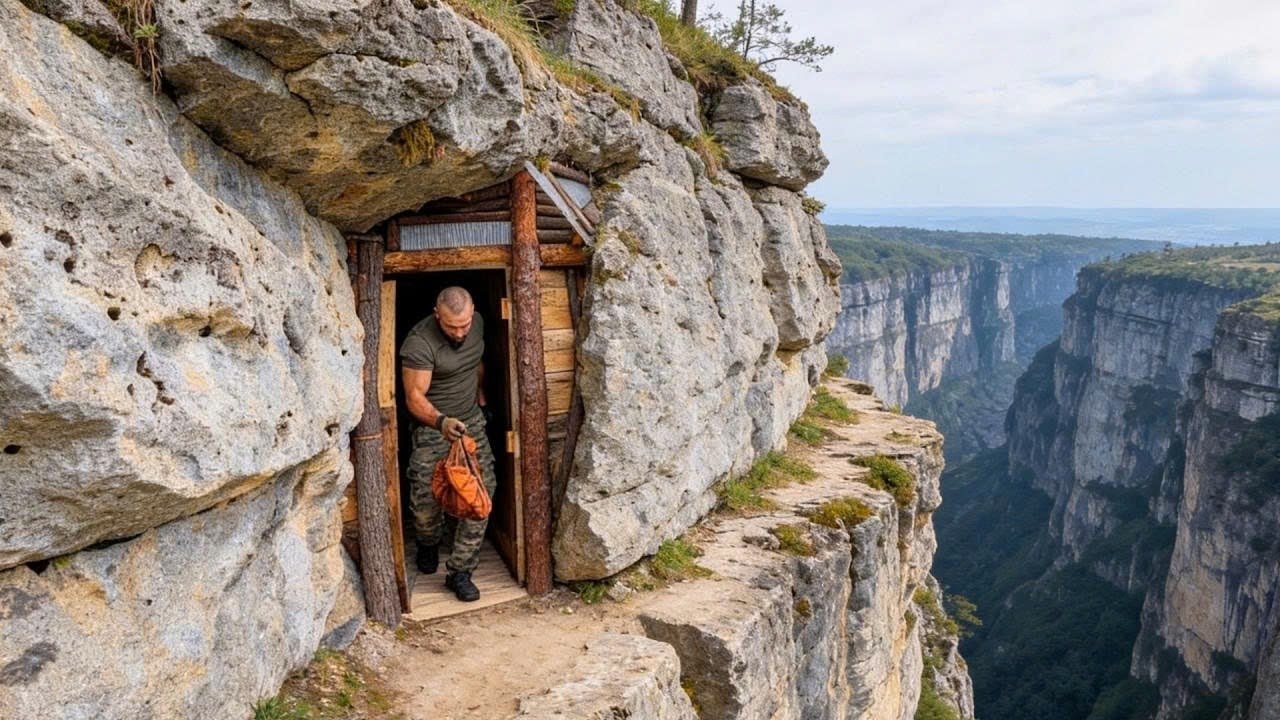 Underground Stone Cave Makeover – Survival Shelter with Fireplace & Wild Cooking