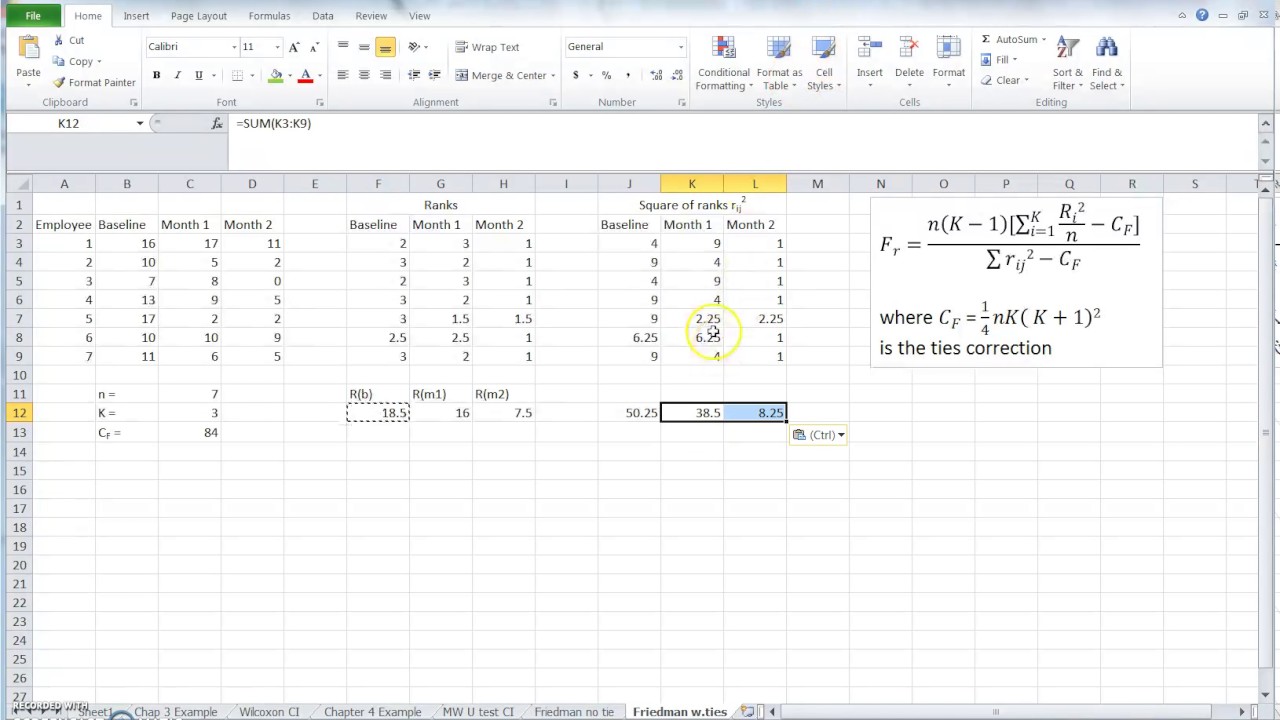 How to calculate F value in Friedman with tied scores
