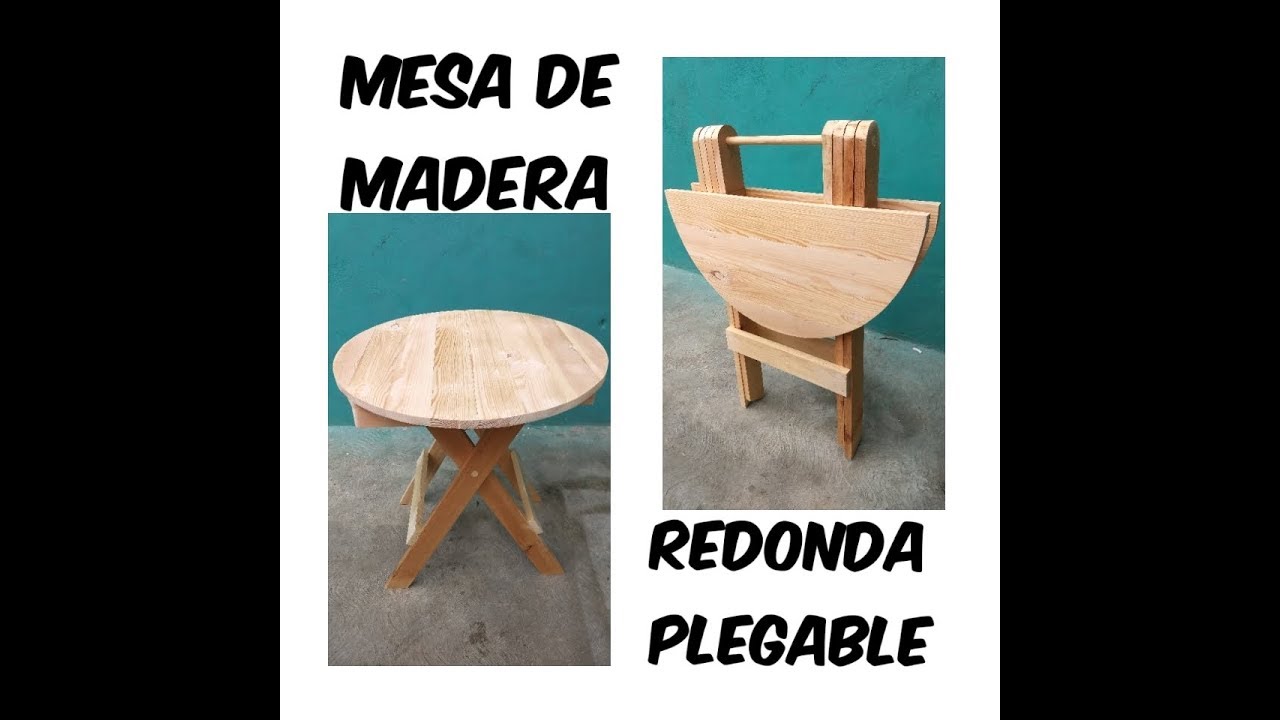 MESA DE MADERA REDONDA PLEGABLE