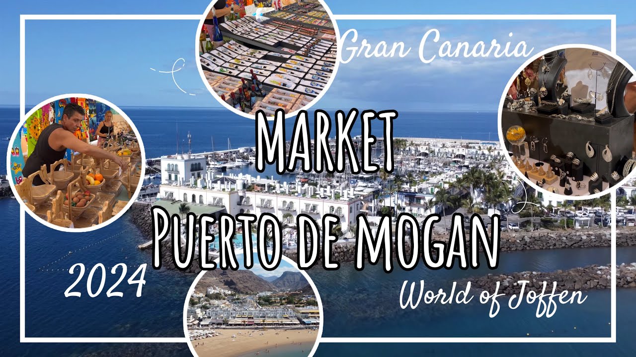 Puerto de Mogan Market Gran Canaria september 2024 - drone video and walk trough market - 4K