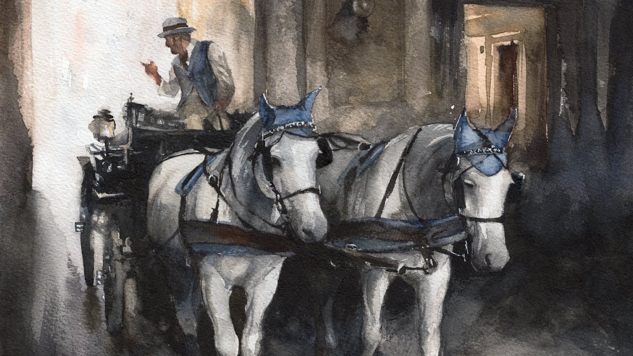 Watercolor - Speed painting - Vienna Cityscape 5 - Timelapse
