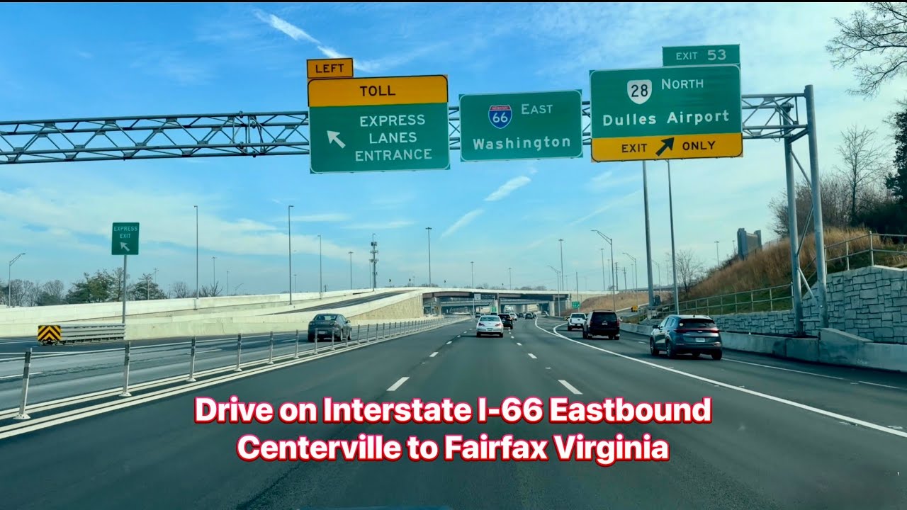 Drive on Interstate I 66 Eastbound Centreville to Fairfax