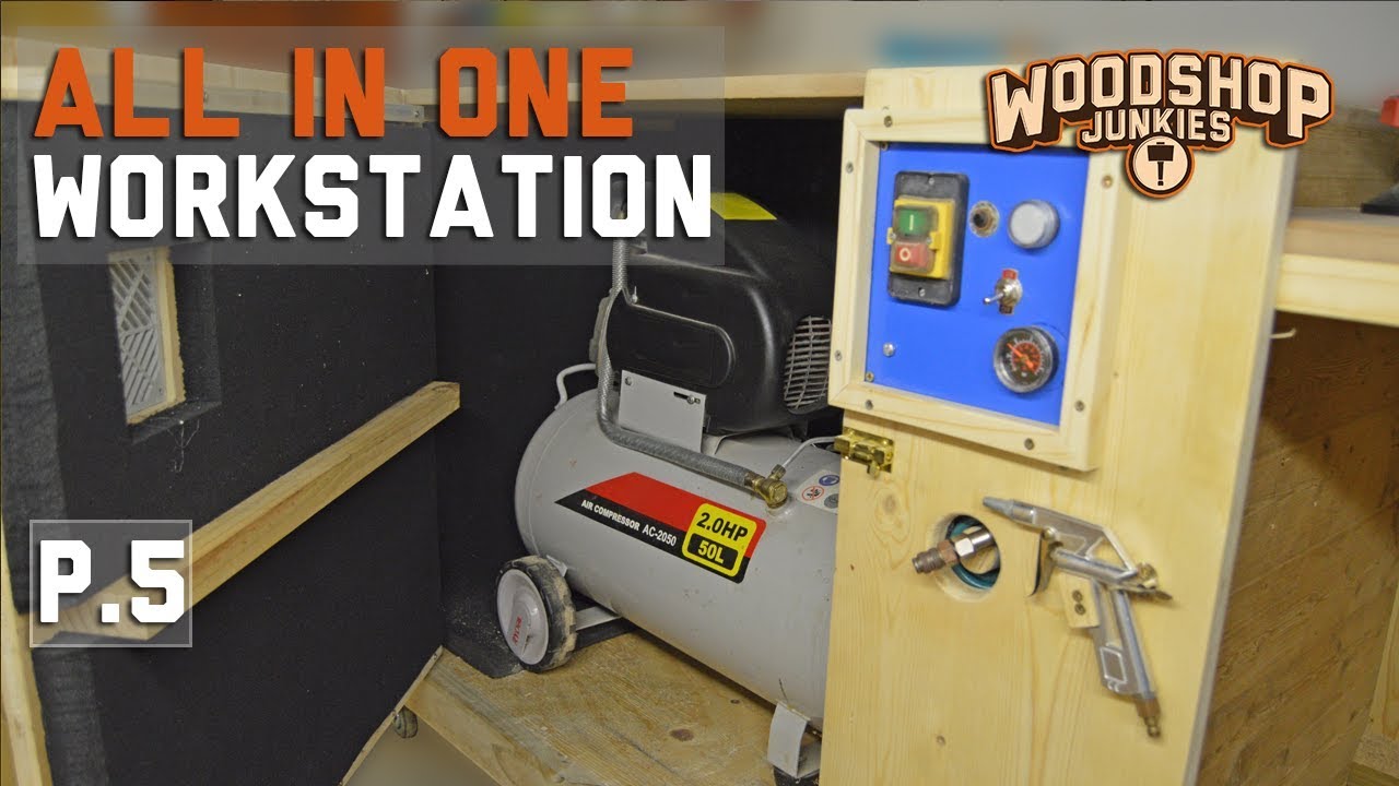 SOUNDPROOF COMPRESSOR ENCLOSURE with external control - All-In-One woodworking bench P5