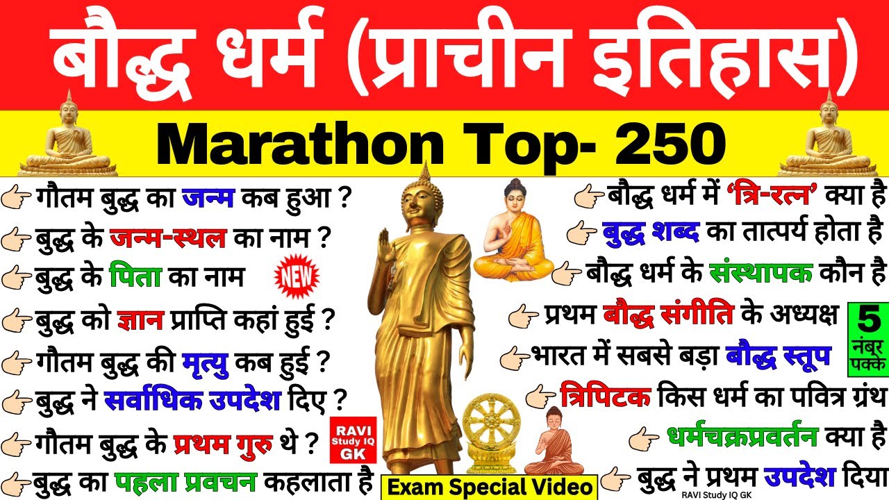 बौद्ध धर्म Gk | baudh dharm | Ancient history | Buddhism in hindi | Gk Trick | Ravi Study IQ GK