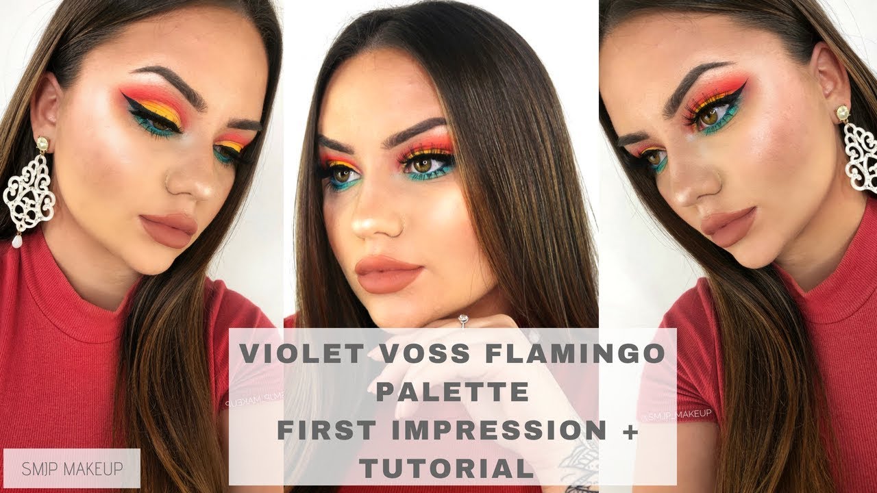 VIOLET VOSS FLAMINGO PALETTE FIRST IMPRESSIONS + TUTORIAL -  BRIGHT CUT CREASE LOOK! || SMJP MAKEUP