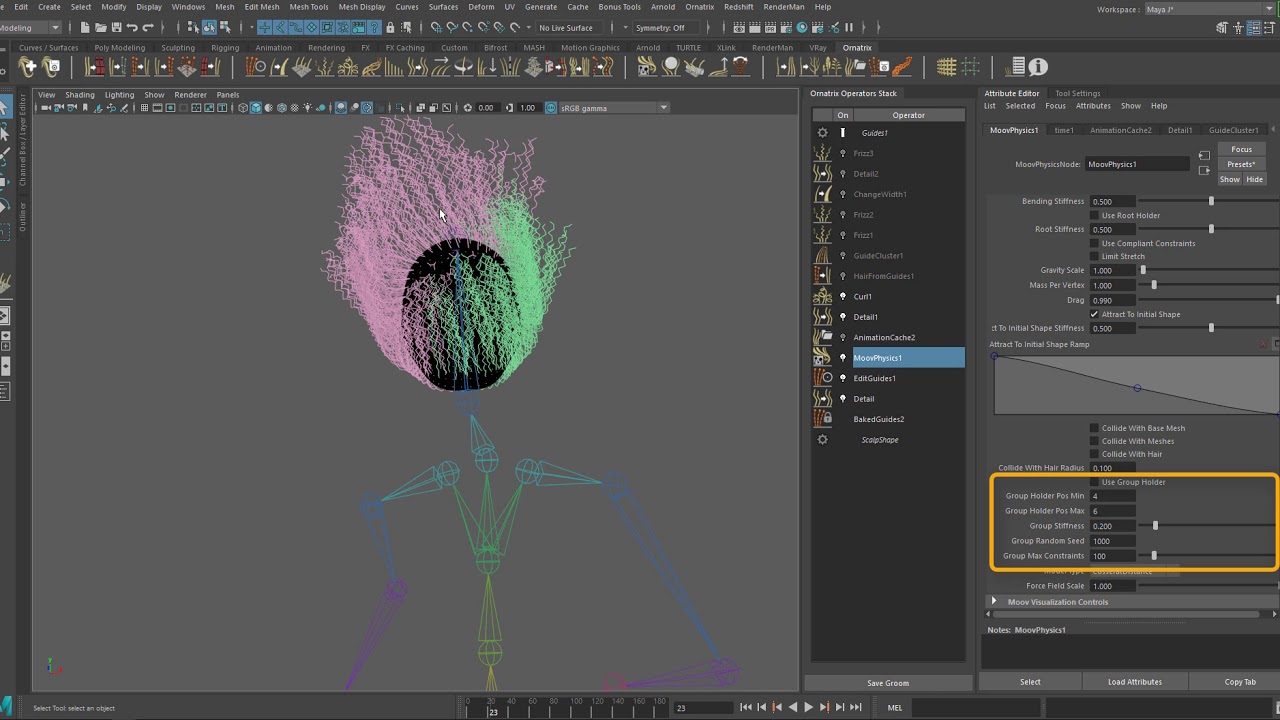 Ornatrix Maya V2: Hair Simulation with Moov Physics - P1