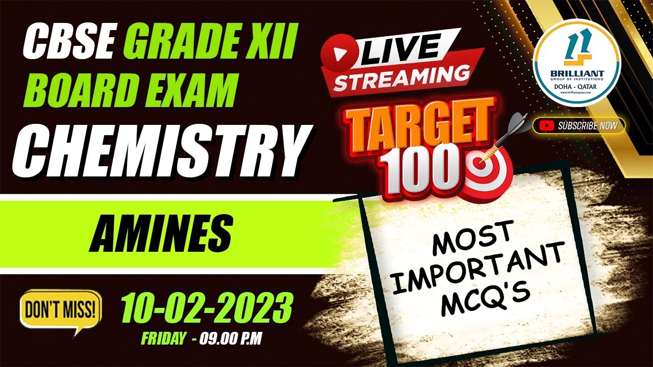 CBSE Grade 12 Chemistry | Most Important MCQs from Amines | Target-100 | CBSE Board Exam Preparation