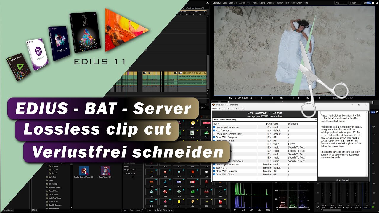EDIUS - BAT Server - Verlustfrei Clips schneiden (super geeignet für Tier- und Drohnenfilmer)