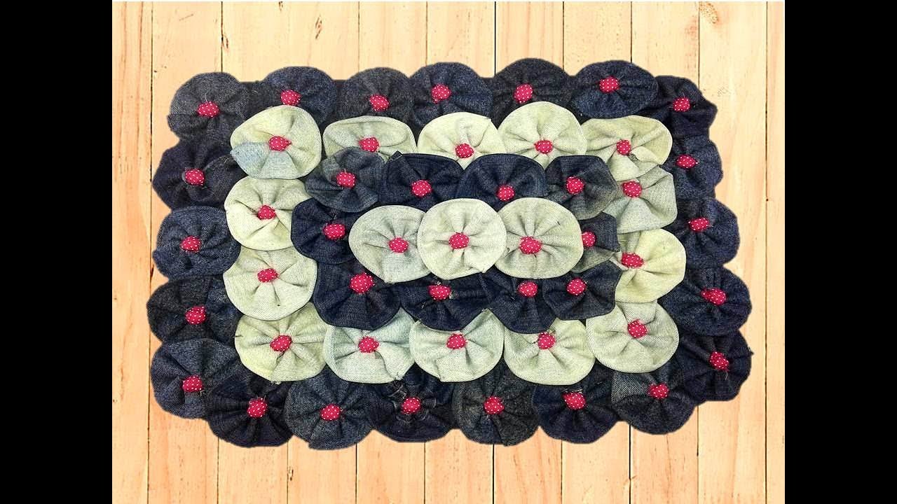 RECICLAGEM DE JEANS: TAPETE DE CALÇA JEANS | IDEIAS CRIATIVAS COM JEANS | IDER ALVES