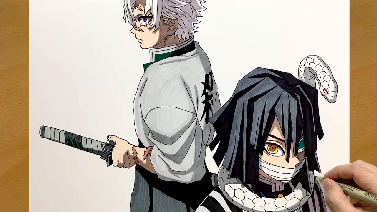 How to Draw Demon Slayer's Wind & Serpent Hashira | Sanemi and Obanai
