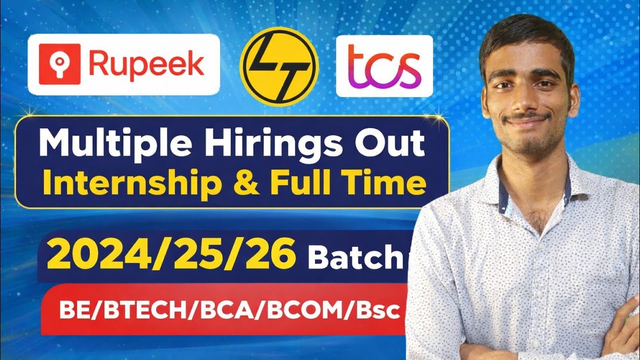 Mass Hiring 2026 🔥 Rupeek, L&T, TCS | Internship & Full-Time Jobs | Apply Now