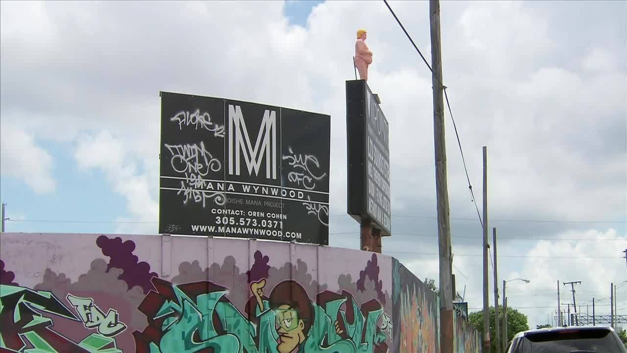Naked Donald Trump statute pops up overnight in Wynwood