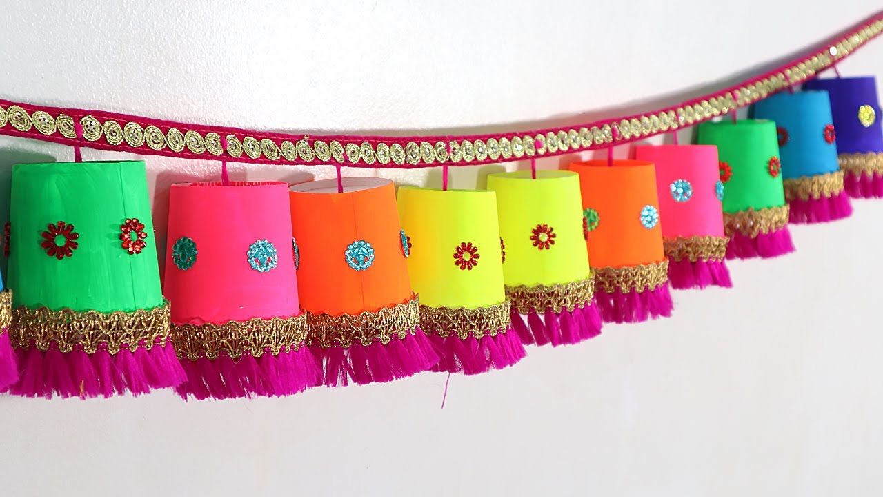 Make Easy Diwali Door Hanging TORAN from Paper Cups | Diwali Decoration | Toran Making
