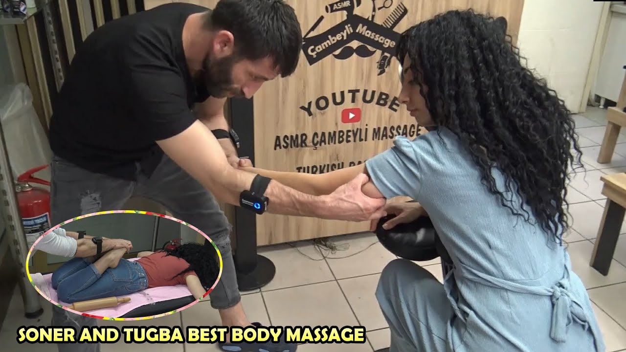 SHE GAVE FOOT MASSAGE TO SONER TUGBA - LOUD CRACKS - Asmr back,neck,gripes,arm,palm,foot,leg massage