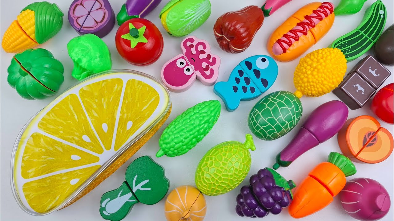 Cutting Plastic Fruit and Vegetables, Durian Potato Satisfying Video ASMR Plastic vs Squishy