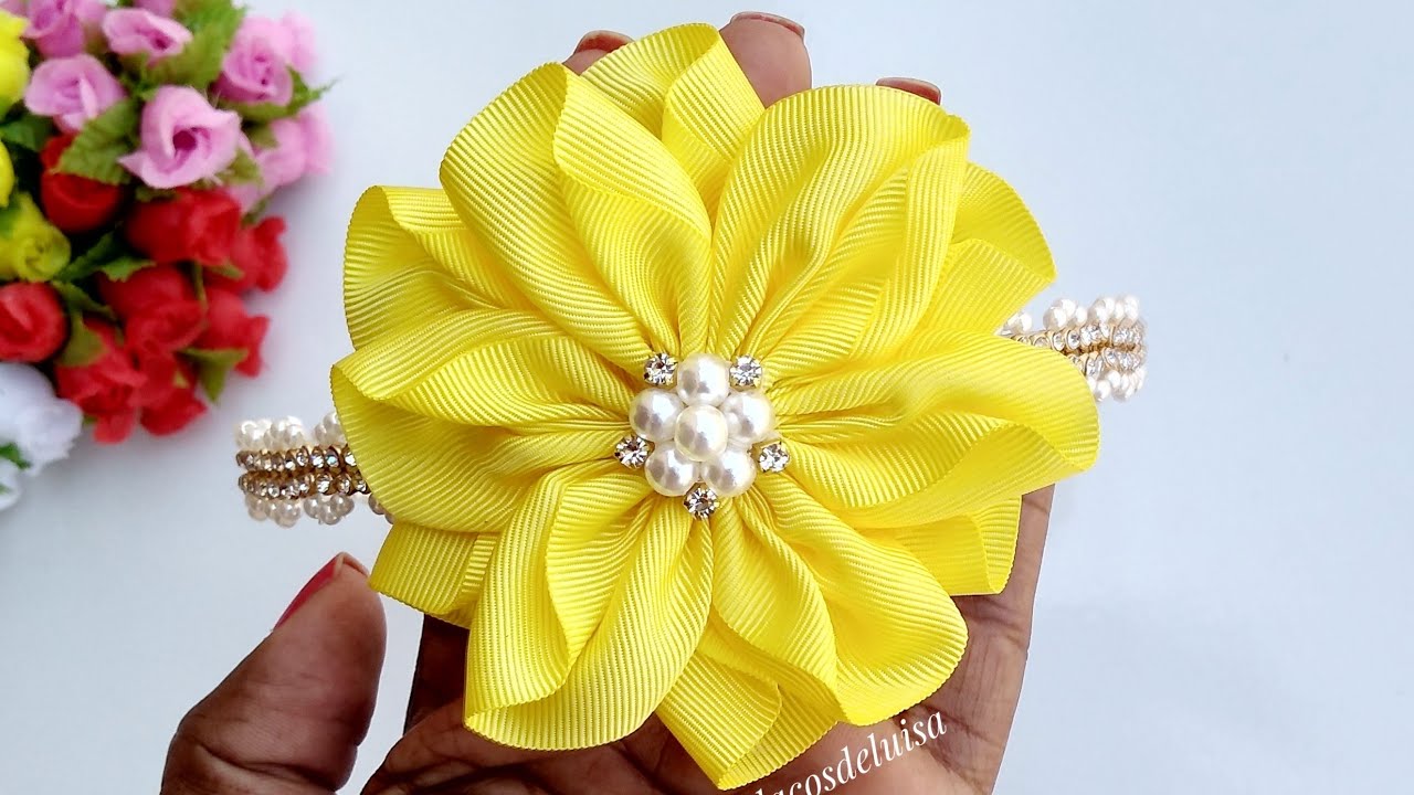 🌼Flor de Gorgurão fácil - Pap/Diy/Tutorial🌼