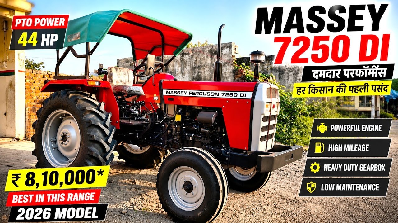 Massey  7250 DI Power Up Full Review  | Tractor Review 2025 | Features, PTO & Price