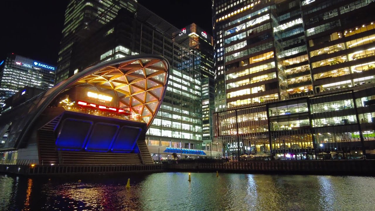 [4K] Canary Wharf at Night | London Walk
