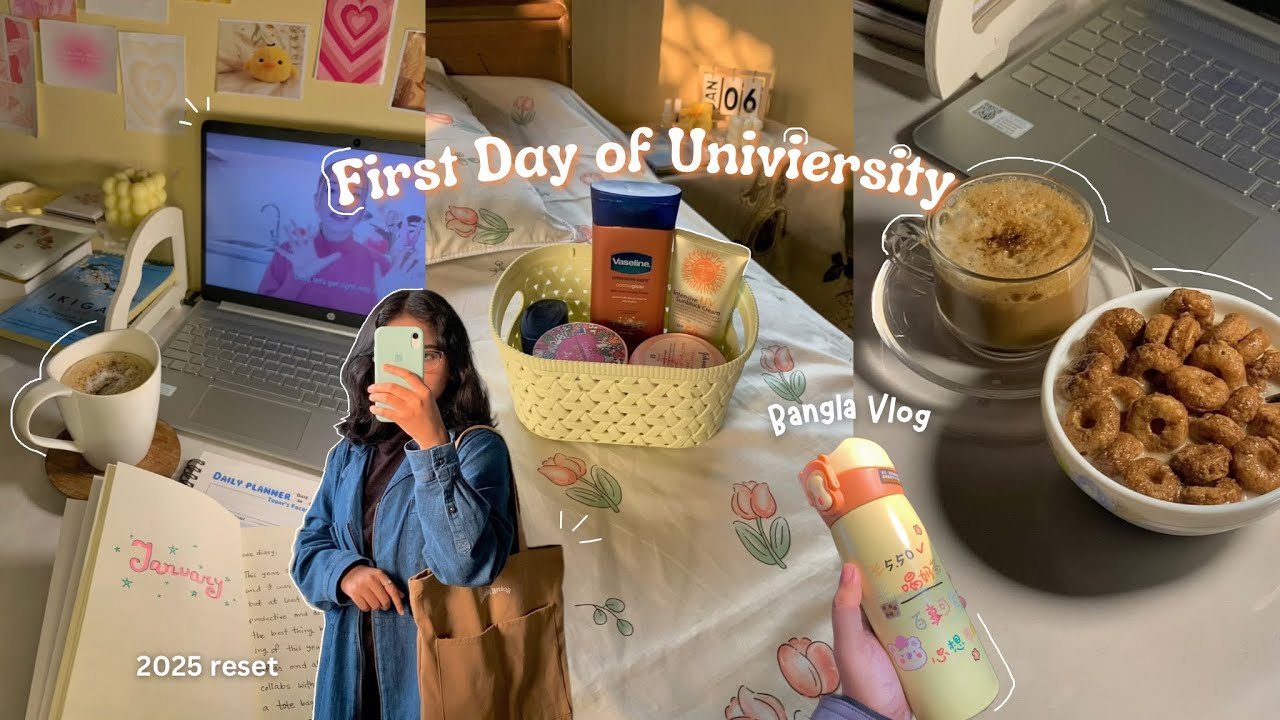 1st day of University🏫*Aesthetic* vlog Bangladesh🇧🇩✨2025 reset, study, living alone🌷(With voice)