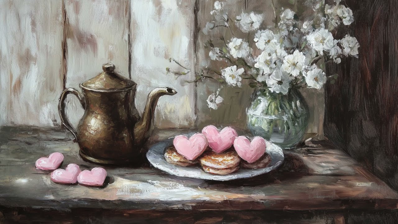 Vintage Valentine’s TV Art 💕 Cozy Romantic Ambience with Candles, Roses & Soft Pink Decor | 4K