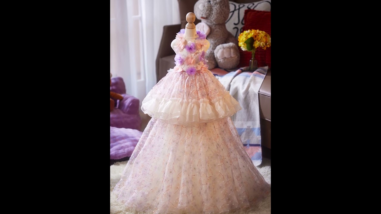 👗Pink Flower Wedding Dog Dress, Lolita Dog Dress👗