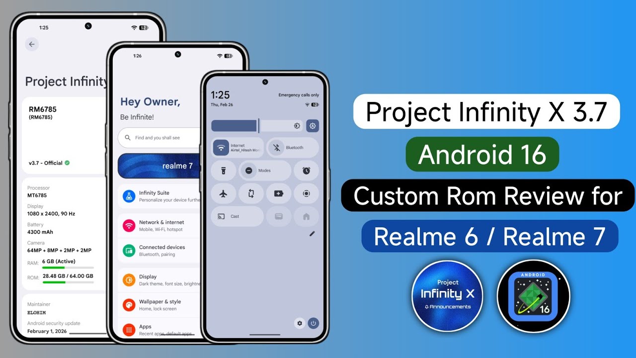 Project Infinity X 3.7 Android 16 Custom Rom Review for Realme 6 and Realme 7