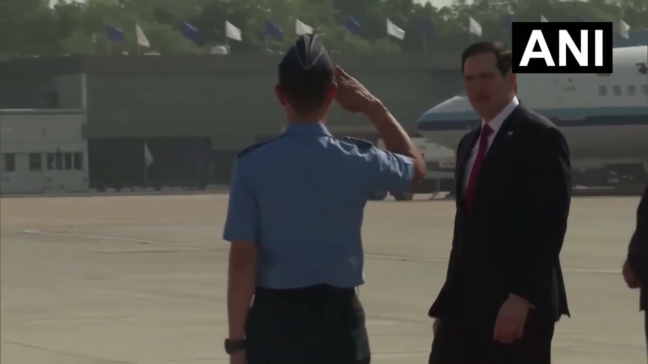 #WATCH | US Secretary of State, Marco Rubio, arrives at Delhi Airport