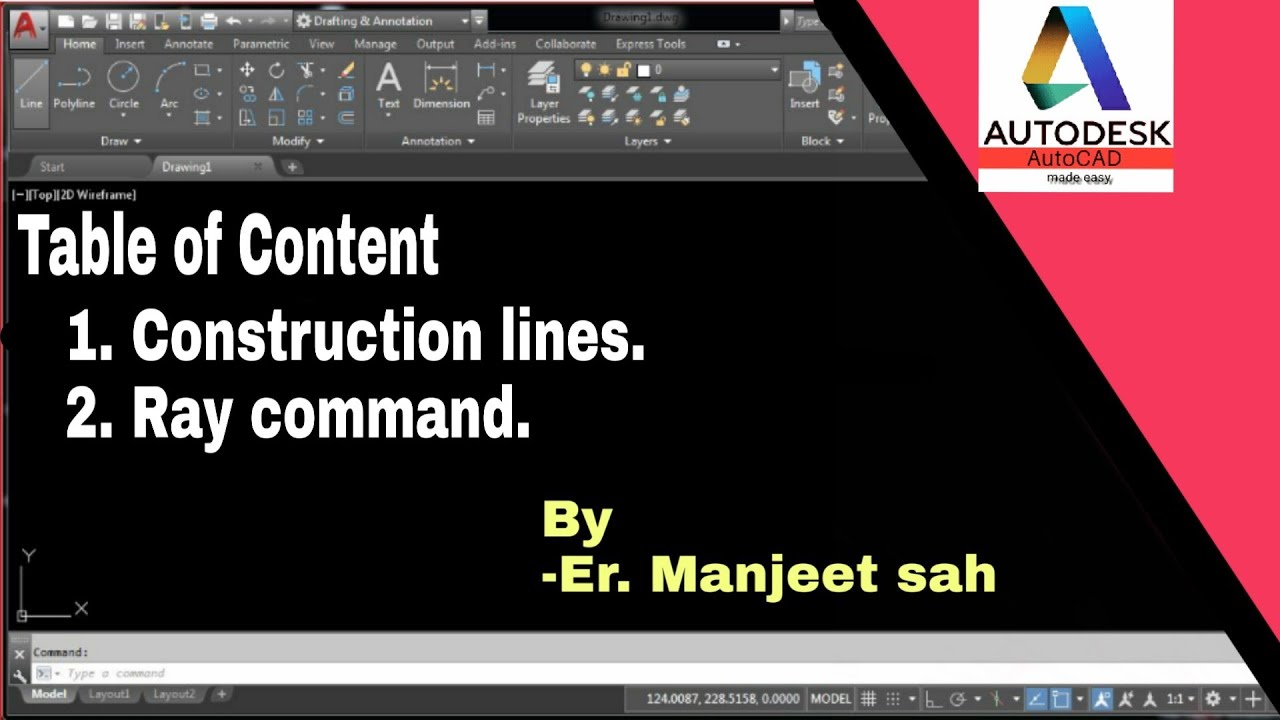 Construction line | reference line | Xline and ray command and tools in autocad