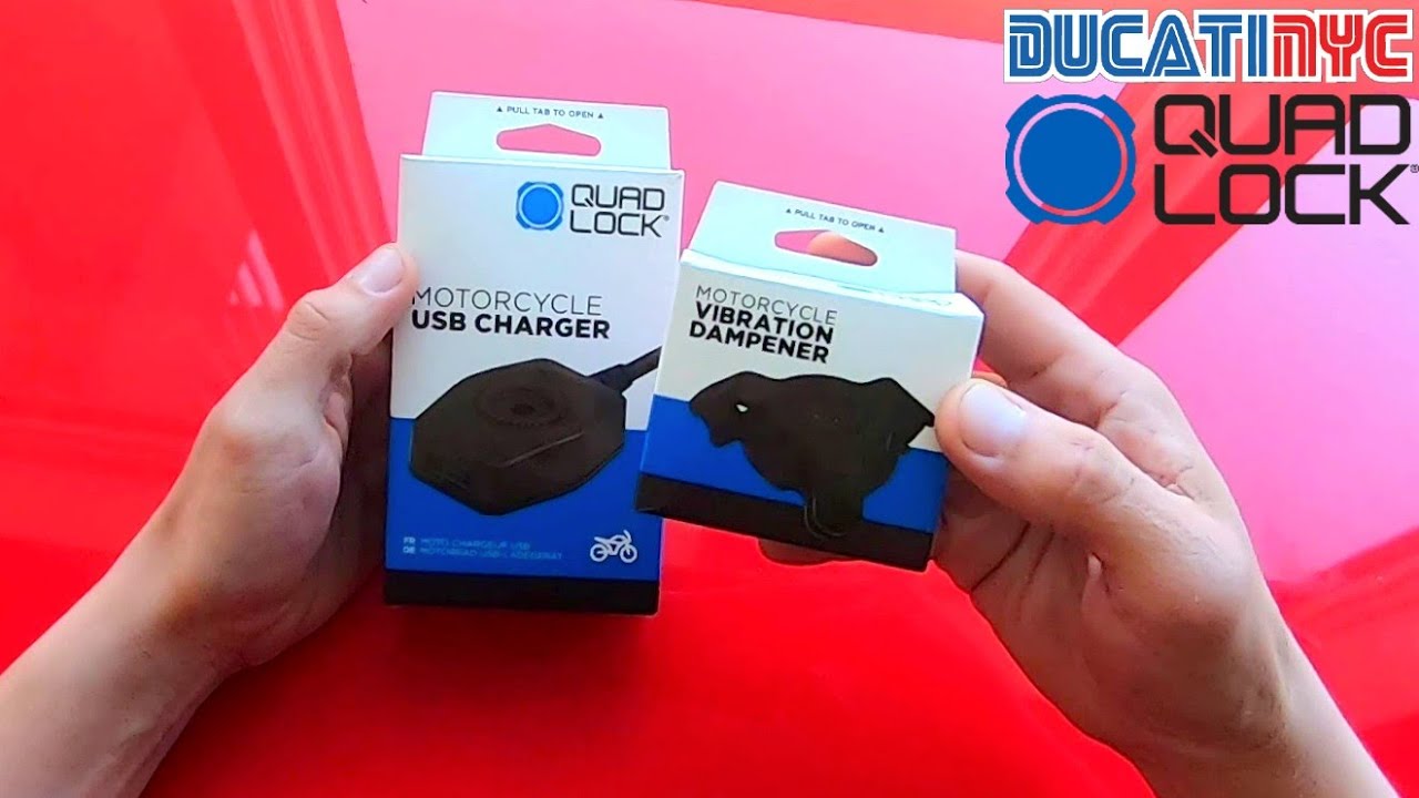 How To setup @Quad_Lock Vibration Dampener + USB Motorcycle Charger | Ducati Monster Install v1346