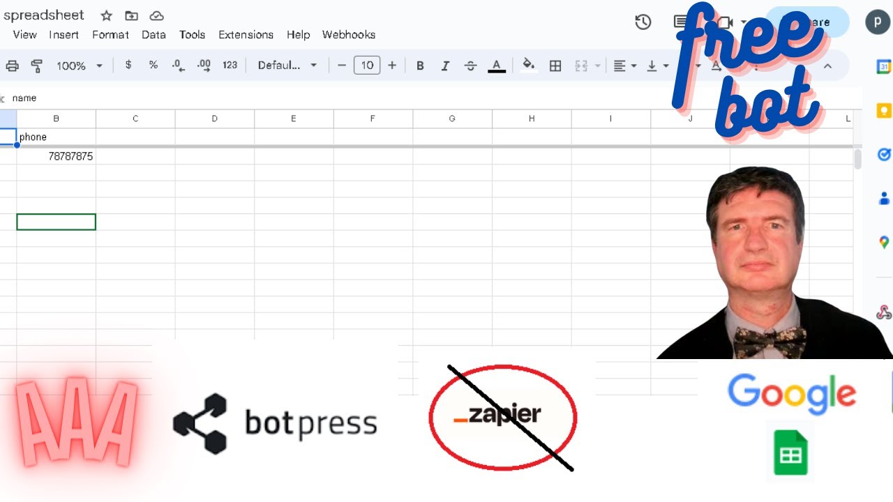 Create a free bot for your AAA using Google Sheets & Botpress (no Zapier Needed)