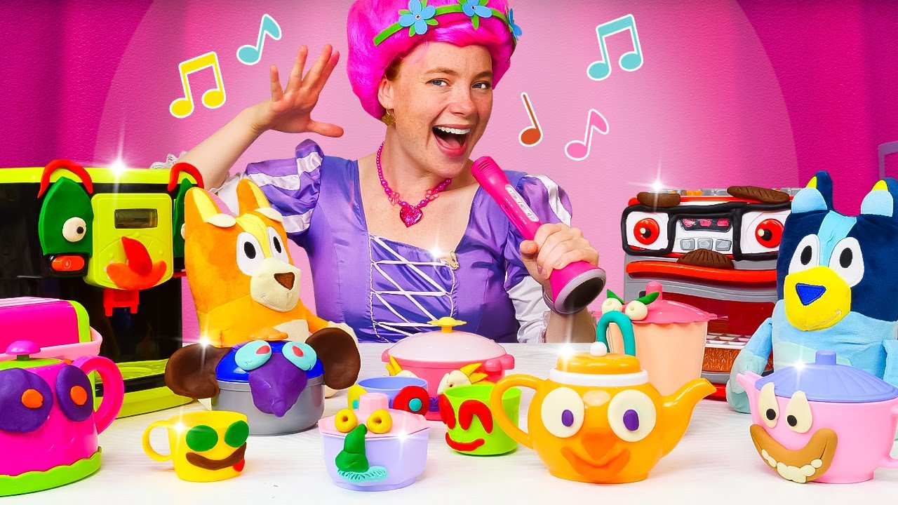 Irenes Magische Küche. Publikum aus Geschirr. Play Doh Knete Video für Kinder