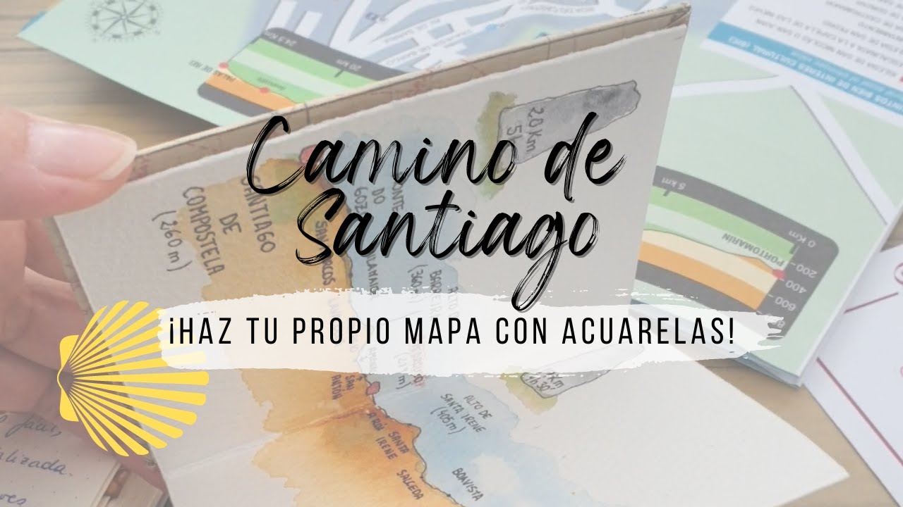 🧡😍CÓMO hacer a mano un MAPA del CAMINO DE SANTIAGO con acuarelas🧡